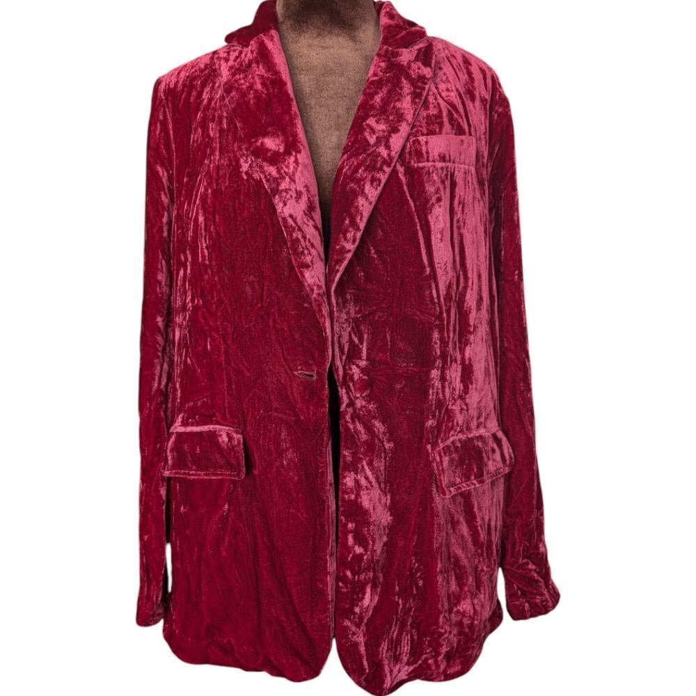 Torrid Raspberry Red Velvet Blazer Size M - Picture 7 of 10